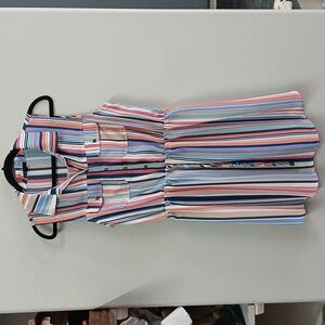 NWOT BEBOP Sleeveless Striped Button Down Drawstring Shirt Dress XL